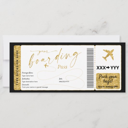 搭乗券サプライズ偽の航空会社チケット (正面)