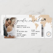 搭乗券ジェンダー明らかにベージュニュートラル旅行 招待状 (正面/裏面)