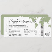 搭乗券トラベルカップルのシャワーセージ緑 招待状 (正面/裏面)
