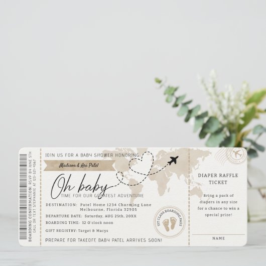 搭乗券トラベルベビーシャワー招待状 招待状 (スタンド正面)