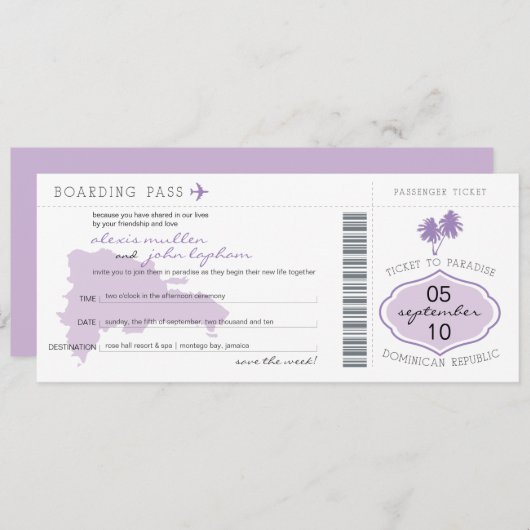 搭乗券ドミニカ共和国に日付を保存 セーブザデート (正面/裏面)