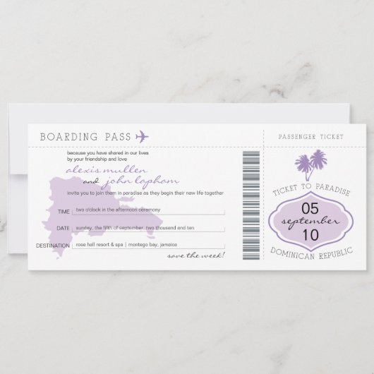 搭乗券ドミニカ共和国に日付を保存 セーブザデート (正面)