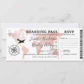 搭乗券バラ金ゴールド結婚の世界地図インビタティ 招待状 (正面)