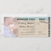 搭乗券ビーチ写真出欠確認＆ウェディング 招待状 (正面)