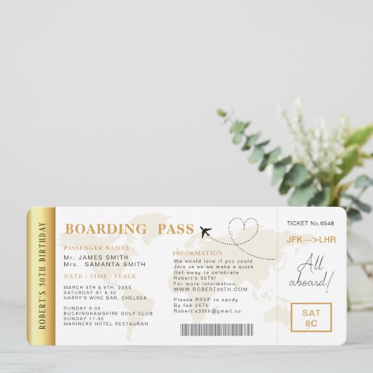 搭乗券フライトチケット誕生日パーティー 招待状 (スタンド正面)