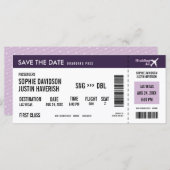 搭乗券ヴィンテージ紫ホワイト日付の保存 (正面/裏面)