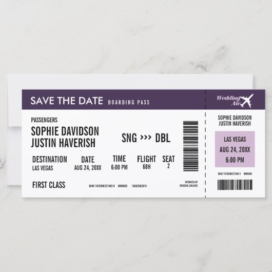 搭乗券ヴィンテージ紫ホワイト日付の保存 (正面)
