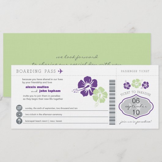搭乗券結婚式招待状 招待状 (正面/裏面)