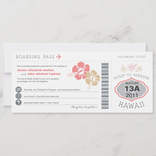 搭乗券結婚式招待状 招待状 (正面)