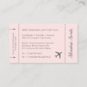 搭乗券飛行機チケット名刺ピンク 名刺 (裏面)