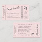 搭乗券飛行機チケット名刺ピンク 名刺 (正面/裏面)