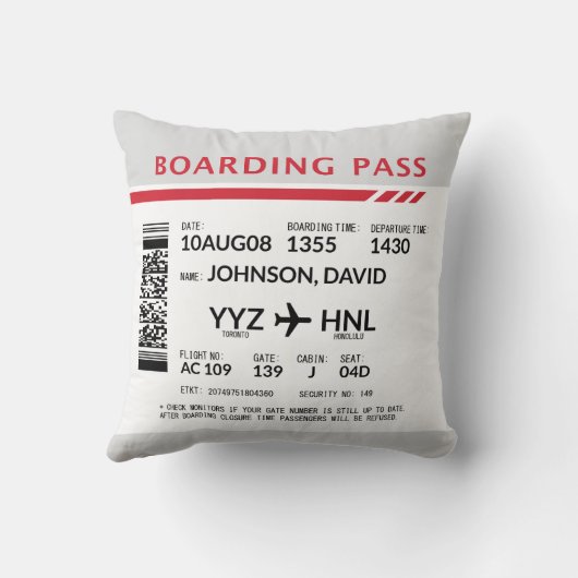 搭乗券 – グレー クッション (裏面)