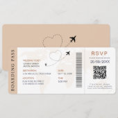 搭乗券 デスティネーション ウェディング QRコード  RSVP 招待状 (正面/裏面)