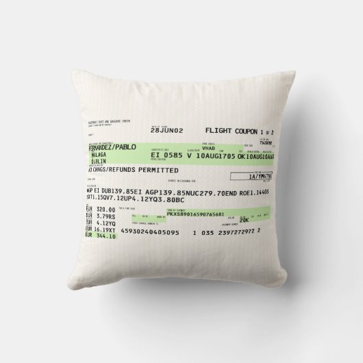 搭乗券 – レトロ クッション (裏面)