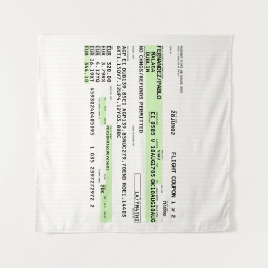 搭乗券 – レトロ タペストリー (正面(横))