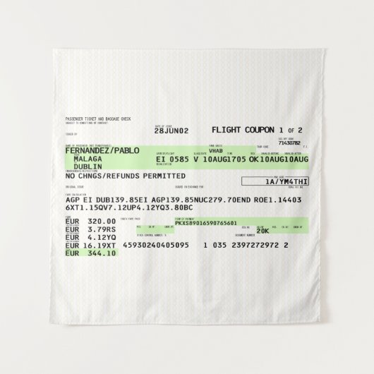 搭乗券 – レトロ タペストリー (正面)