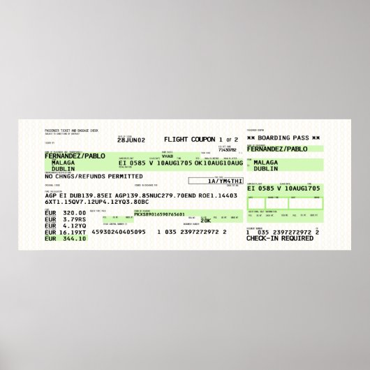 搭乗券 – レトロ ポスター (正面)