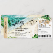 搭乗券 世界地図トロピカルアイランド 返信 招待状 (正面/裏面)