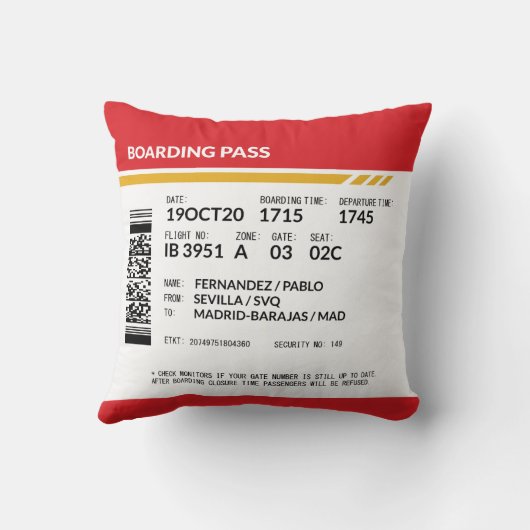 搭乗券 – 赤 クッション (裏面)
