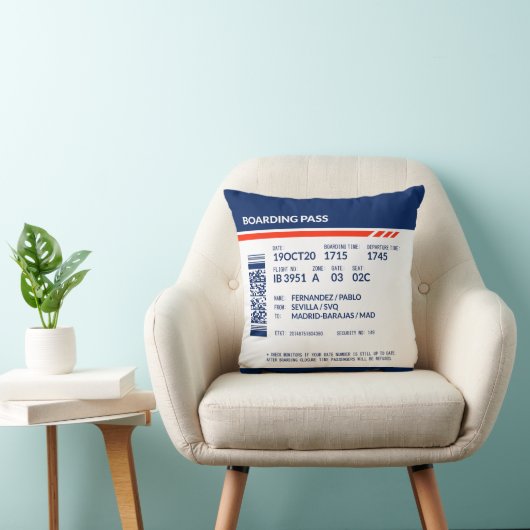 搭乗券 – 青と赤 クッション (椅子)