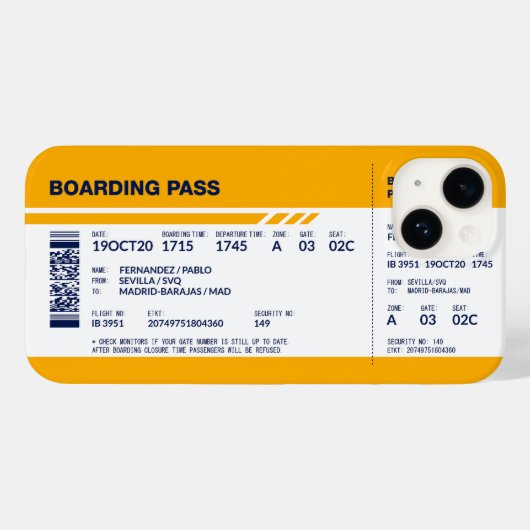 搭乗券 – 黄色 Case-Mate iPhoneケース (裏面 (横))