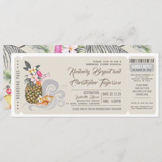 搭乗券 | Pineapple |ビーチリハーサルディナー 招待状 (正面/裏面)