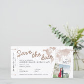搭乗券Save the Date Photo Tan World Map (スタンド正面)