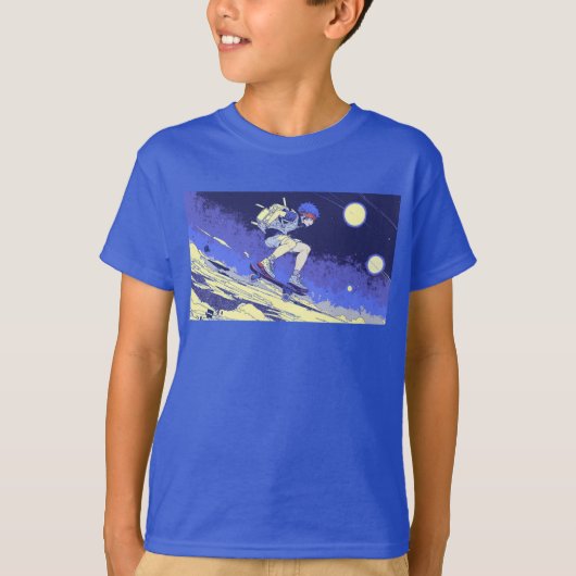 搭乗宇宙 – スケートボーダーデザイン Tシャツ (正面)