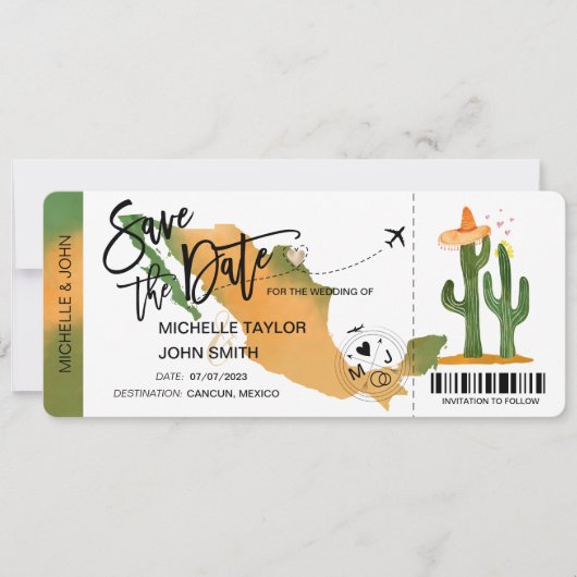 搭乗日メキシコを保存 招待状 (正面)