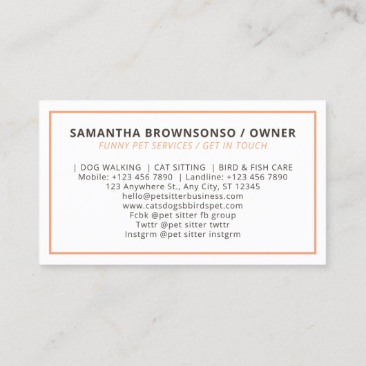 搭乗獣犬キャットバードペットシッター 名刺 (裏面)