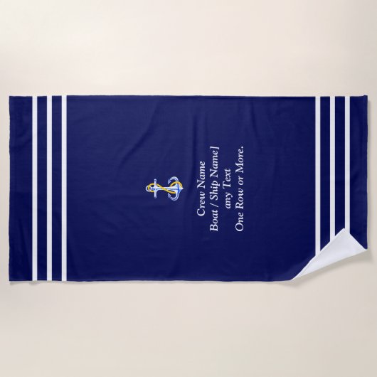 搭乗者ストライプ向け3人の文字 – 氏名またはその他の追加 –  ビーチタオル (正面)