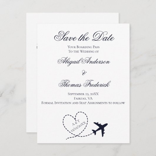 搭乗通過先飛行機ハート結婚ズ セーブザデート (正面/裏面)