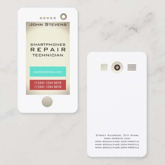 携帯おもしろい電話フェイクの外観 名刺 (正面/裏面)