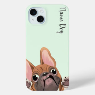 携帯ケースフランスののブルドッグ名を変更 iPhone 15 MINIケース