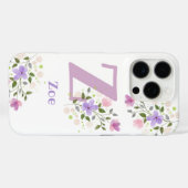 携帯ケース 初期プラス 名前 & 花のデザイン Case-Mate iPhoneケース (裏面 (横))