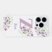 携帯ケース 初期プラス 名前 & 花のデザイン iPhoneケース (裏面横)