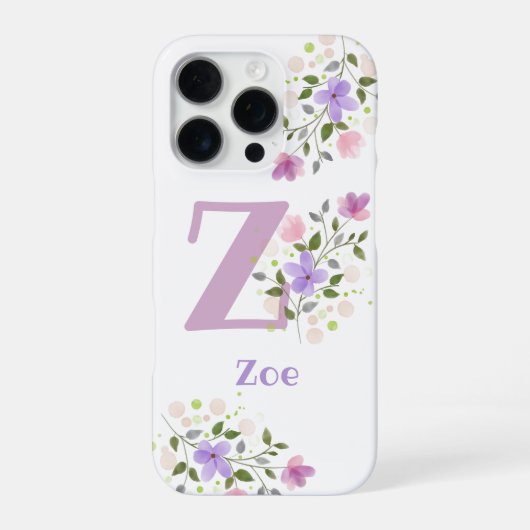 携帯ケース 初期プラス 名前 & 花のデザイン iPhoneケース (裏面)