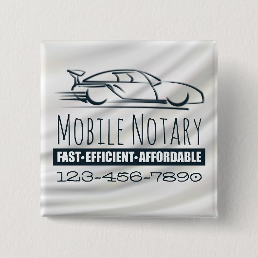 携帯公証人公立高速車（電話番号あり） 缶バッジ (正面)