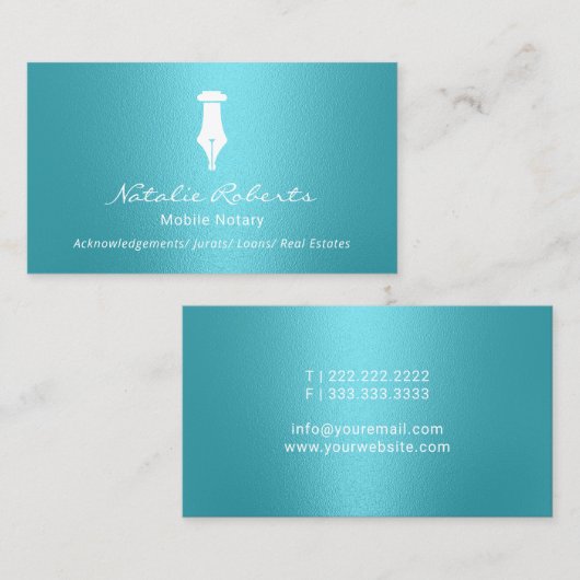 携帯公証人公金署名ペンターコイズ 名刺 (正面/裏面)