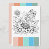 携帯用バタフライカラーリングカードアートセラピー 招待状 (正面/裏面)