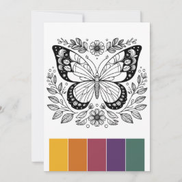 携帯用バタフライカラーリングカードアートセラピー 招待状