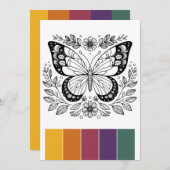 携帯用バタフライカラーリングカードアートセラピー 招待状 (正面/裏面)