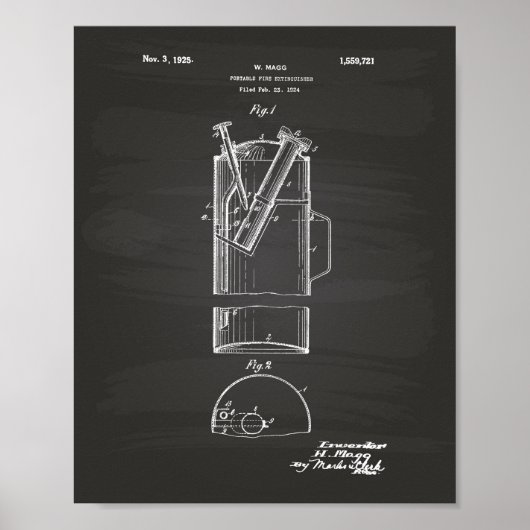 携帯用消火器1925 – 黒板 ポスター (正面)
