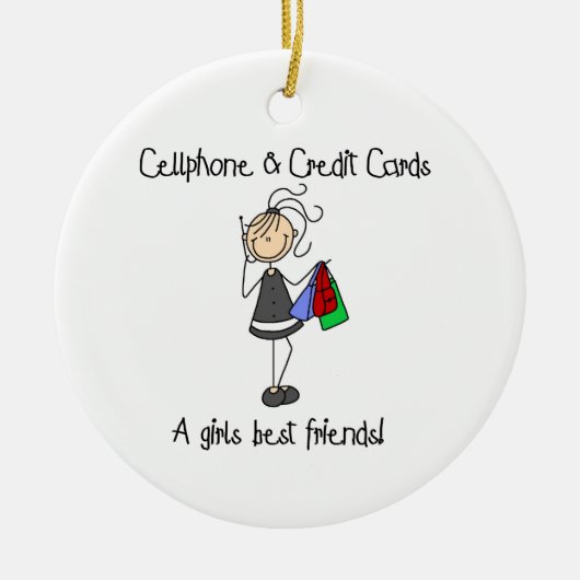 携帯電話とクレジットカード セラミックオーナメント (正面)
