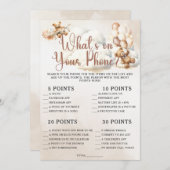 携帯電話に何が赤ちゃんシャワーゲームかわいいクマ 招待状 (正面/裏面)