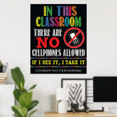 携帯電話のクラスルームの看板なし ポスター (ホームオフィス)
