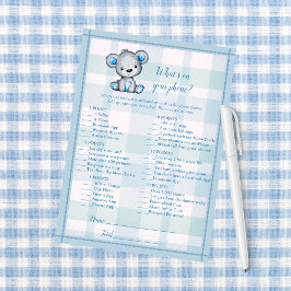 携帯電話のホイットグレイ熊の男の子シャワーゲーム 招待状