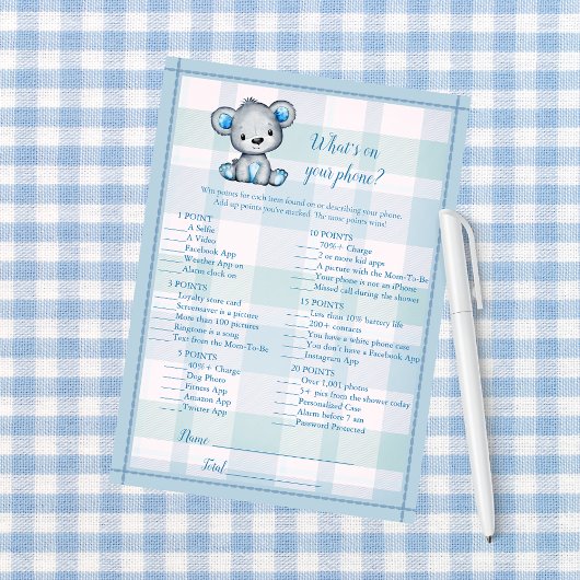 携帯電話のホイットグレイ熊の男の子シャワーゲーム 招待状