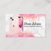 携帯電話のモバイル修理サービスブラックメタル 名刺 (正面)