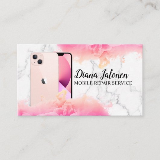 携帯電話のモバイル修理サービスブラックメタル 名刺 (正面)